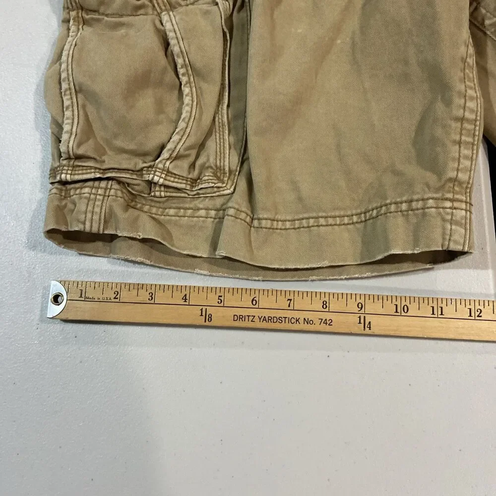 American Eagle Outfitter Men Classic Length Stone Gray Khaki Cargo Shorts Sz 38